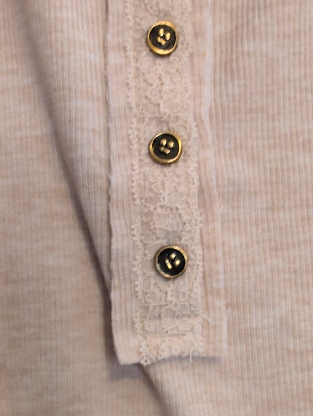 POL Lace-Trim Henley Soft Ribbed Tank Top in Latte Cream - Picture 5 of 13